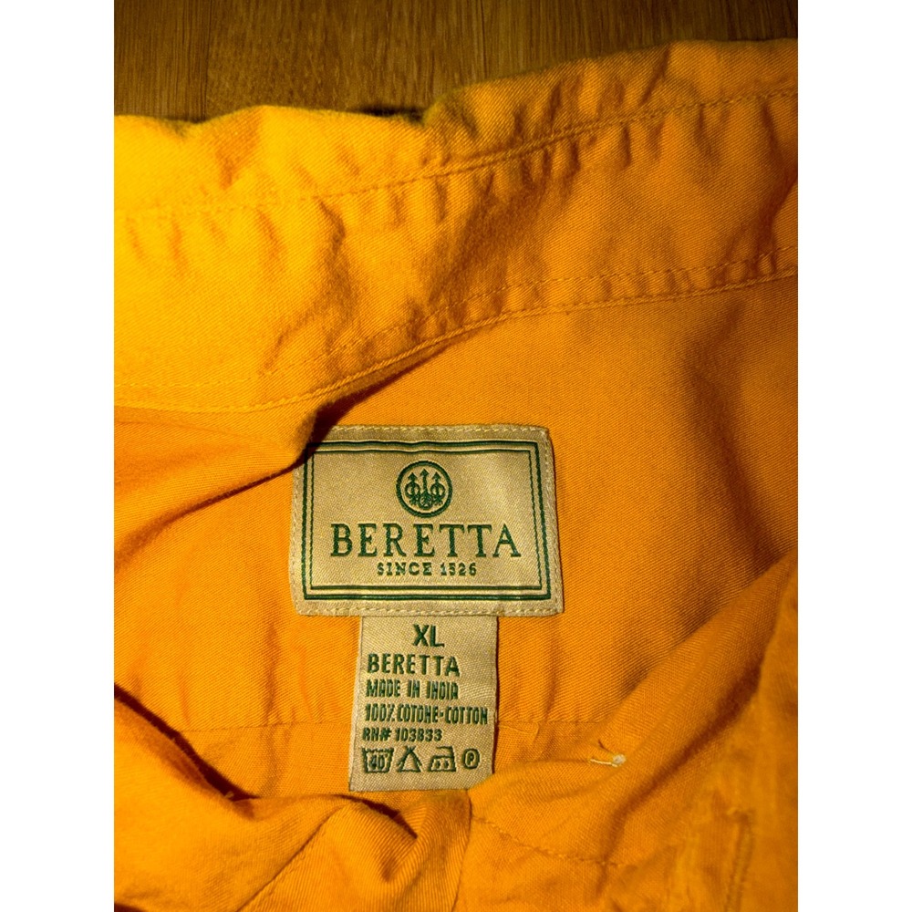Beretta Mens XL Mustard Yellow Long Sleeve Button Down Cotton Hunting Shirt - Picture 3 of 4